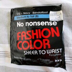 No Nonsense Fashion Color  Navy Sandalfoot Sheer to Waist Pantyhose Medium Tall